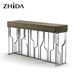 Tables consoles extensibles modernes en marbre doré Zhida pour hôtel et maison, meubles de <span class=keywords><strong>luxe</strong></span> pour salon et salle à manger - Product Image 2