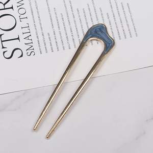 Baguettes de coiffure en forme de U pour femmes, 2 broches, épingle à cheveux en alliage métallique doré - Product Image 6