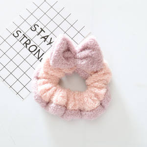 Coleteros de goma teñidos de colores para niña, Bola de pelo de felpa, imitación de sable, corazón japonés, coleta doble, scrunchies para el cabello - Product Image 4