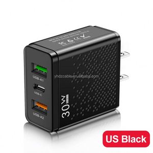 Chargeur USB-C 30W avec 3 ports USB, charge rapide QC3.0 pour téléphones mobiles, chargeur mural pour téléphone Android - Product Image 6