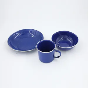 Factory price wholesale household tableware enamel cups, plates and plate sets