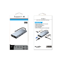 Hub USB3.0 multifonction 11 ports 11 en 1, station d'accueil USB C 4K SD TF Card TYPE, hub pour ordinateur portable