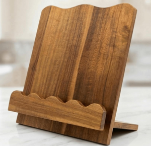 Porte-livres décoratif unique <span class=keywords><strong>de</strong></span> haute qualité en bois d'acacia massif à bords festonnés, support pour <span class=keywords><strong>livre</strong></span> <span class=keywords><strong>de</strong></span> <span class=keywords><strong>cuisine</strong></span> en bois pour comptoir <span class=keywords><strong>de</strong></span> <span class=keywords><strong>cuisine</strong></span> - Product Image 1