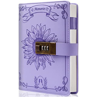 Carnet personnalisé B6 à couverture rigide anglaise, reliure cousue, boucle pour stylo, couverture en cuir PU, journal avec serrure à code, motif gaufré, 100 cadeaux