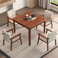 Table de mahjong pliante en bois massif Youmu, design classique et minimaliste, facile à assembler, table carrée pour cartes/jeux d'échecs, pieds en métal, portable
