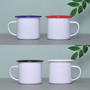 Tasses en émail blanches en gros de l'usine chinoise, tasses à café en émail personnalisables avec logo pour le voyage - Product Image 3