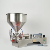 Machine de remplissage semi-automatique de sauces avec trémie mélangeuse pour sauces épaisses (tomate, pâtes, chili et barbecue) en pot