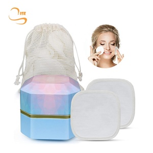 Coussinets de nettoyage pour le visage en bambou, 8cm, certifié MSDS, tampons métalliques réutilisables, carrés, en coton doux, <span class=keywords><strong>démaquillant</strong></span>, accessoire de maquillage, nouveau modèle - Product Image 1
