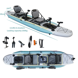 Kayak <span class=keywords><strong>Inflable</strong></span> de 4.2 m con Sistema de Propulsión de Pedales de Doble Hélice, Asientos Dobles para Pesca, Canoa de PVC para 2 Personas - Product Image 1