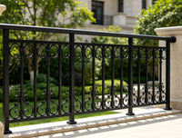 Rampe d'escalier traditionnelle en aluminium de style européen, main courante, clôture, motif floral, résistante à la rouille, montage sur terrasse, garantie 1 an