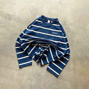 Camiseta de Rugby Holgada Personalizada, Ropa Deportiva Informal, Sudadera con Cuello Redondo, 100% Algodón, Camiseta a Rayas - Product Image 1