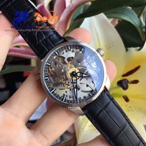 Montre mécanique squelette pour homme avec bracelet en cuir noir, cadran ajouré, montre-bracelet automatique pour affaires et occasions décontractées - Product Image 4