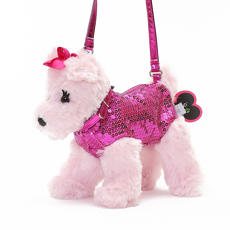 Bolso De Hombro Para Niños Con Peluche De Perro - Diseño Bonito Y Brillante, Varios Colores | Regalo Sorpresa