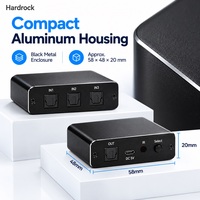 Hardrock 3 In 1 Out TOSLINK Optical Audio Switch untuk Pengaturan Gaming, Kontrol Jarak Jauh IR