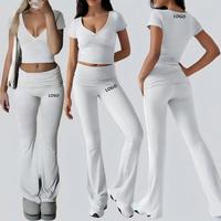Ensemble Loungewear Femme Automne 2026 – Vêtements Personnalisés 2 Pièces Solides avec Sweat à Capuche et Pantalon Évasé – Vente en Gros