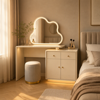 Table de toilette moderne haut de gamme en bois, réglable, multifonction, pliable, durable, avec miroir de maquillage éclairé, qualité export, pour chambre à coucher