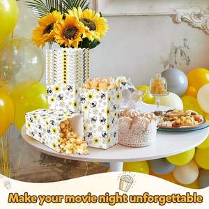 Cajas de Palomitas de Maíz con Diseño de Abeja Amarilla, Contenedores Desechables de Papel para Dulces y Bocadillos para Fiestas, Cine y Eventos - Product Image 5