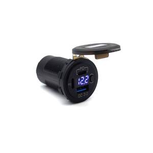 USINE 12v <span class=keywords><strong>USB</strong></span> Type <span class=keywords><strong>C</strong></span> Chargeur <span class=keywords><strong>Prise</strong></span> Voiture Double PD Charge Rapide Double Port <span class=keywords><strong>USB</strong></span> Chargeur de Téléphone Tension Mètre Charge Rapide Marine - Product Image 1