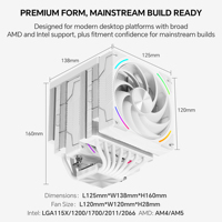 Blanco Thermalright Phantom Spirit 120 Vision EVO Dual Tower Cpu aire enfriador 7 tubos de calor IPS LCD pantalla enfriador PC j