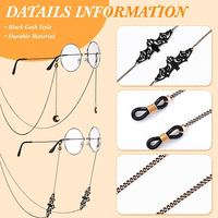 ZF chaîne de lunettes gothique pour femmes chaîne de lunettes cordon de lunettes de soleil chaînes chauve-souris lune amour chat pendentif lunettes support de sangle