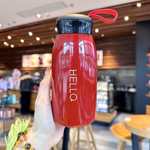 Hello <b>Cup</b> Stainless Steel <b>Insulated</b> Water Bottle 500Ml Travel Portable Red White Black Unisex Student Use - Product Image 1