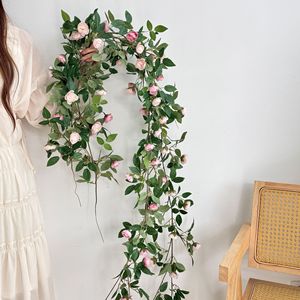 Guirlandes de roses artificielles 180 cm, fleurs en soie pour arche de mariage, décorations de plafond, style romantique, décoration murale pour la maison - Product Image 2