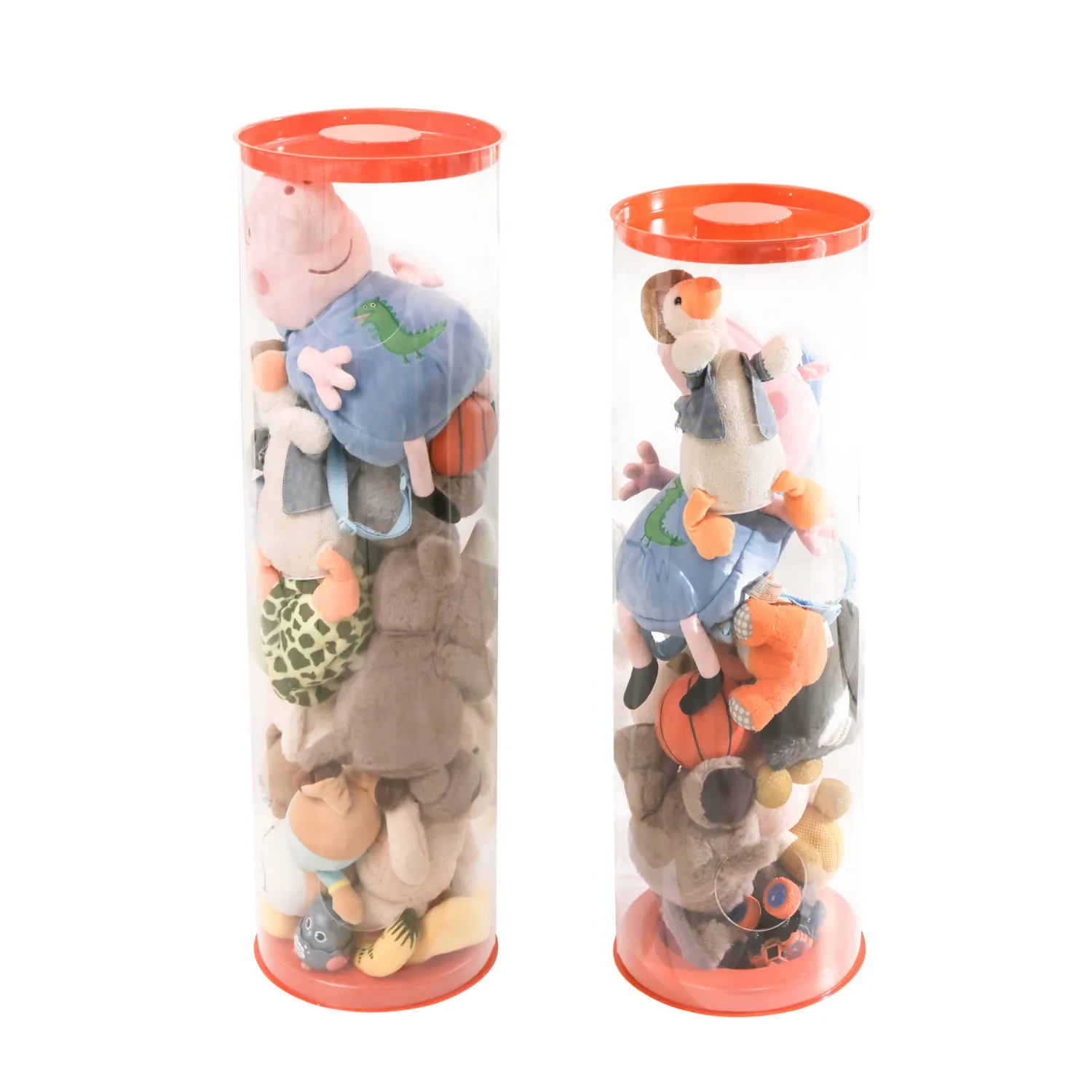 Recipientes de garrafas de plástico com tampas, recipientes retos transparentes para armazenamento de brinquedo, comida e casa