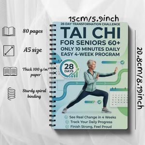 Tai Chi pour les seniors de 60 ans et plus, défi de transformation sur 28 jours, format A5, 80 pages, programme d'entraînement quotidien - Product Image 1