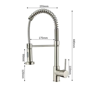 Grifo de cocina de acero inoxidable con brazo giratorio para llenar ollas, rociador extraíble, monomando, negro mate, mezclador de fregadero moderno para hotel - Product Image 5
