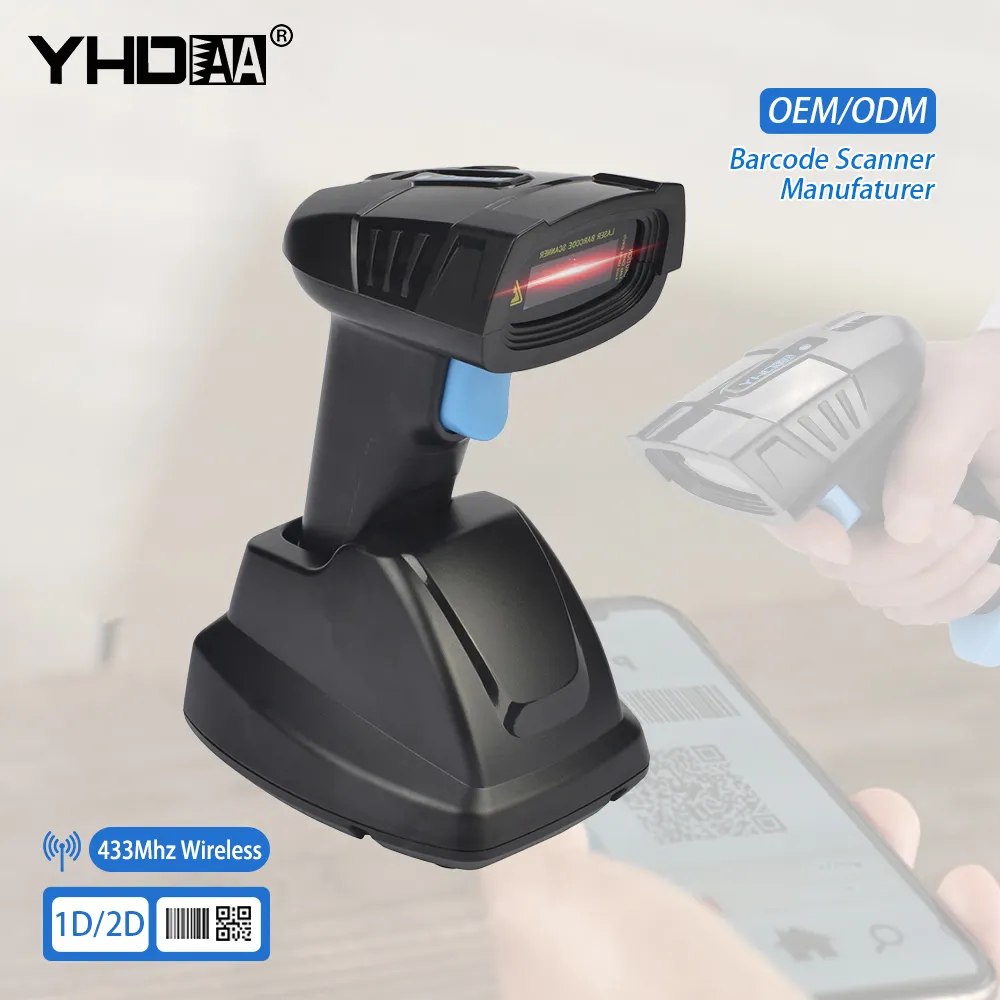 Supermarket Hand free 1D 2D Reader Scanners 2.4g Wireless USB Barcode scanner Machine