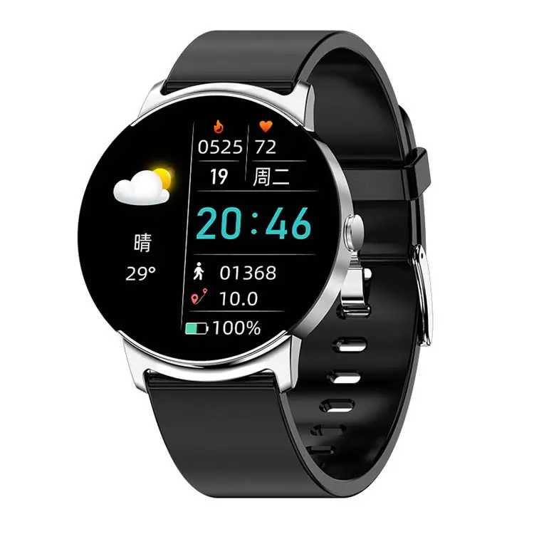 Jam tangan pintar bisnis bulat 1.32 inci, arloji cerdas suhu tubuh detak jantung tekanan darah NFC kontrol akses