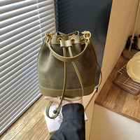 Sac seau vintage en faux daim pour femme, mignon, avec cordon de serrage, petit sac à main quotidien tendance, sac à bandoulière décontracté portable pour femme