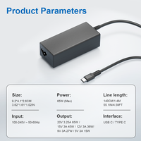 Chargeur d'ordinateur portable USB C GaN 65W, compatibilité universelle pour HP Dell XPS Lenovo avec technologie de puce intelligente, chargeur Type C Usbc