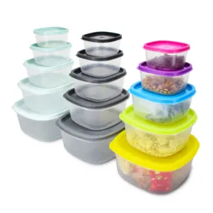 Wholesale cheap 5 pcs square reusable transparent bpa free plastic pp airtight kitchen dry food storage container box with lid