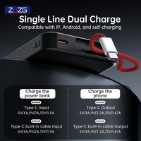 ZUZG 10000 mAh 20W Chargeur bidirectionnel avec affichage numérique, câble de charge USB-C, portable pour téléphone