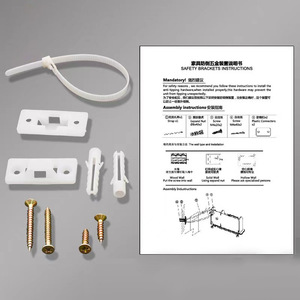 Anti Tipping Furniture Safety <b>Bracket</b> Kit Wall Mount <b>Plastic</b> With Screws And Connectors For Wardrobe Cabinet - Product Image 1