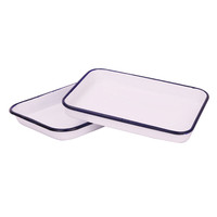 Rôtissoire de cuisson en émail avec impression de logo de couleur personnalisée rectangulaire vintage en vente en gros plateau roulant de plaque de cuisson antiadhésive