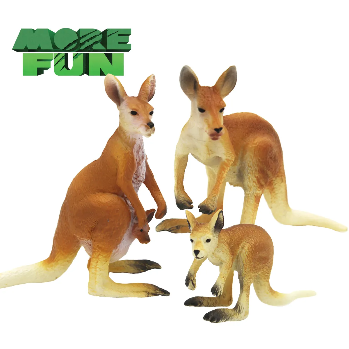 Jouets animaux en plastique PVC ODM OEM, ensemble de famille kangourou réaliste et écologique
