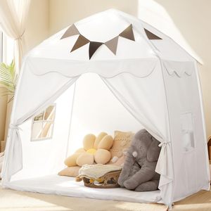 Sleeping Dome Faltbares Spiel bett Spielzeug zelte Jungen Mädchen Wasch bar Langlebige Baumwolle Leinwand Tipi Kinder zelt mit Flaggen und Stern lichtern - Product Image 5