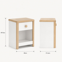 Table de chevet pour enfant à 2 niveaux en bois rose avec tiroir et rangement ouvert pour enfants
