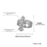 2R24030003 Nouvelle bague croisée tendance pour homme, micro-incrustée de zircon, en laiton, style hip-hop, haut de gamme, élégante, pour couple, fabricant direct