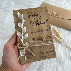 Special Custom Wooden Invitation <strong>Card</strong> with Jute Rope and Beautiful Dried Flowers for Wedding Party <strong>Event</strong> Invitation - Product Image 1