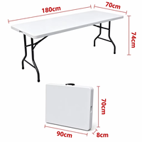 Mesa Plegable de HDPE de 6 pies para Exteriores, Resistente, para Picnic, Camping, Sala de Estar y Uso en Hoteles, Venta al Por Mayor