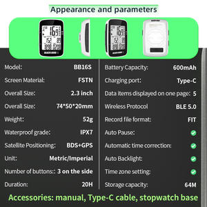 BLACKBIRD BB16 GPS Bike <b>Computer</b> Smart <b>Cycling</b> Odometer Speedometer ANT+ BLE5.0 <b>Wireless</b> IPX7 Waterproof 2.3'' Screen 500mAh - Product Image 6