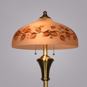 Hand Painted Glass Shade Floor Lamp Vintage Brass <b>Standing</b> Lamp E27 Dual Pull Chain Home Hotel Decor - Product Image 6