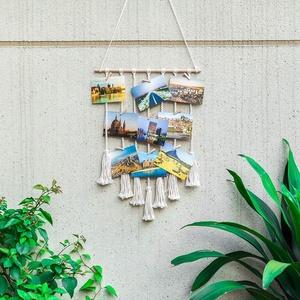 Venta al por mayor colgante foto pantalla Macrame colgante de pared fotos organizador <span class=keywords><strong>Boho</strong></span> Home Decor - Product Image 5