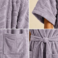 Peignoir court en coton jacquard éponge, col châle, style kimono, pour spa et plage, avec poches, logo personnalisé, pour l'été