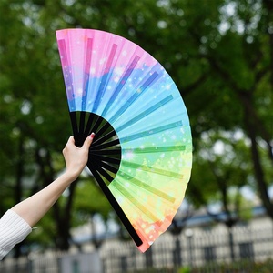 2025 Custom Uv Reflect Flash Fantasy Large Dance Fan and Fabric Hand Folding Rave Fan Uv Neon Hand Fan - Product Image 6