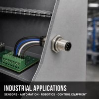 Conector de Panel M12 DIN Personalizado de 5 Pines, Macho, con Brida, Clasificación IP67, Contactos de Aleación de Cobre Chapados en Oro, Arnés de Cableado