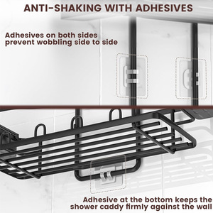 Étagère de salle de bain à double niveau, murale, d'angle, pour rangement sous la douche, 60x70cm, durable - Product Image 3